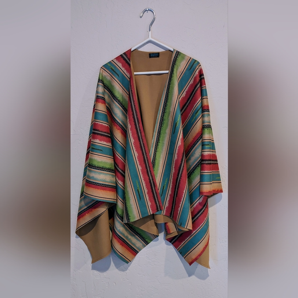 Beautiful southwestern native American style cape wrap poncho nwot